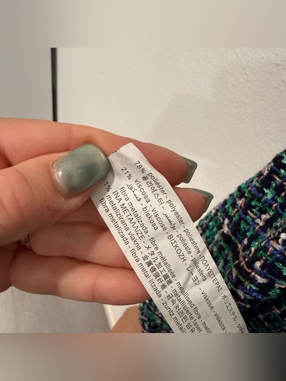 Zara Green Tweed Deep V Plunge Overall Midi Dress S - Picture 6 of 7